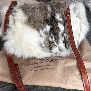 Patricia Nash White and Brown Fur Shoulder Bag